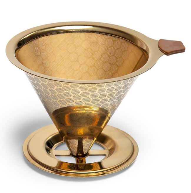 TeaLogic, Edelstahl Kaffedauerfilter „Gold“, H. 8,5 cm, Ø oben 11 cm, unten 10 cm